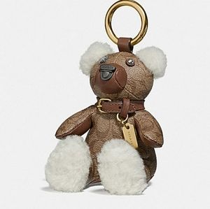 Coach Bear Bag Charm In Signature Canvas Shearling